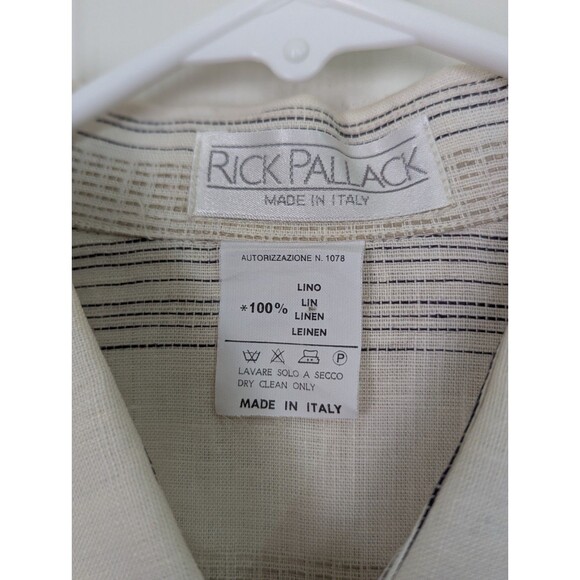 Rick Pallack L/S Button Shirt Mens Large Beige Linen Made in Italy Luxury - Picture 6 of 6